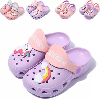 Buy Kids Clogs Unicorn Shoes Girls Indoor Outdoor Slippers Summer Soft Beach Pool Sa • 8.02£