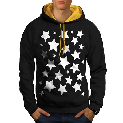 Buy Wellcoda Star Shine Mens Contrast Hoodie, Pattern Casual Jumper • 30.99£