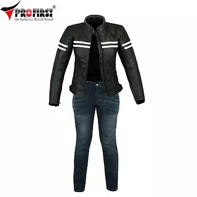 Buy Women Motorcycle Suit Jeans And Leather Jacket Armoured Ladies Motorbike Suits • 139.99£