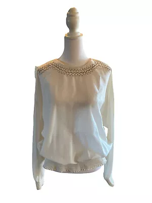Buy Vintage 70s Sunny South Fashions White Elastic Waist Blouse Shirt Womens Size L • 18.32£