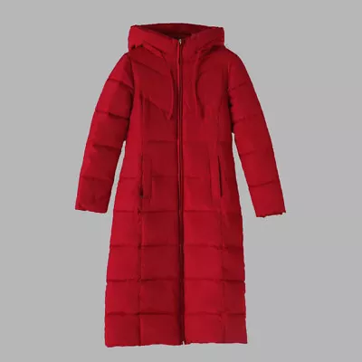 Buy Womens Winter Long Parka Quilted Knee Coat Hooded Ladies Warm Padded Jacket UK • 18.99£