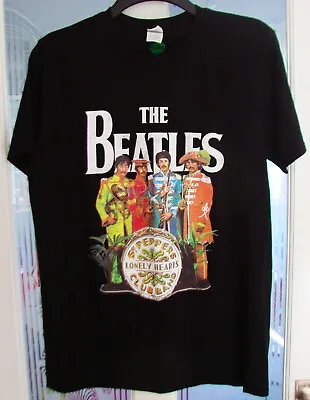 Buy The Beatles T Shirt Larde Black Graphic Print Sgt Peppers Music Retro Mens • 11.99£