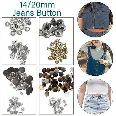 Buy Hammer On Jeans Buttons Denim Replacement For Leather Bags Coat Trousers • 2.25£