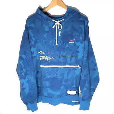 Buy Nike Dri Fit Mens Hoodie 2XL Blue Halftone Grid Standard Issue Hood Sweatshirt • 30£