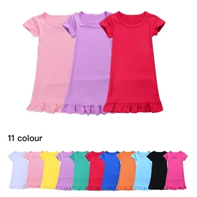 Buy New Children's Pajamas Night Dress Top Short Sleeve T-shirt Dress Pajamas Dress • 8.11£