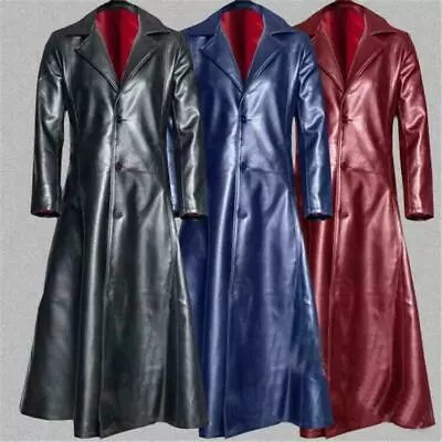 Buy Steampunk Long Leather Jacket Ladies Trench Coat Motor Men's Biker Slim Overcoat • 47.99£