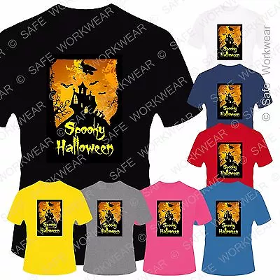 Buy Spooky Halloween Horror T-shirt [1]- Witch Bats Haunted House - Mens-Ladies-Kids • 7.99£