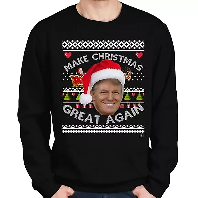 Buy 1Tee Mens Make Christmas Great Again - Donald Trump Santa Hat Sweatshirt Jumper • 19.99£