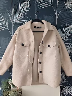 Buy Zara Cream Wooly Jacket Shacket Size S • 10£