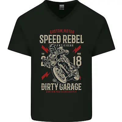 Buy Biker Speed Rebel Motorbike Motorcycle Mens V-Neck Cotton T-Shirt • 8.99£