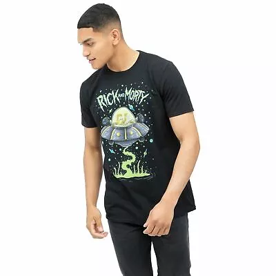 Buy Official Rick And Morty Mens UFO T-Shirt Black S - XXL • 10.79£