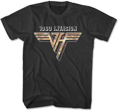 Buy Official Van Halen Invasion Gold Logo Mens Black T Shirt Van Halen Classic Tee • 14.50£