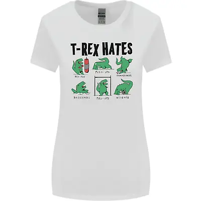 Buy T-Rex Hates Funny Dinosaurs Jurassic Gym Womens Wider Cut T-Shirt • 9.99£