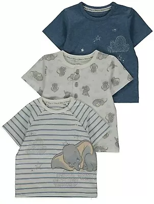 Buy Baby Boys  Disney Dumbo Blue T-Shirts 3 Pack 3-6 6-9 Months • 10.99£