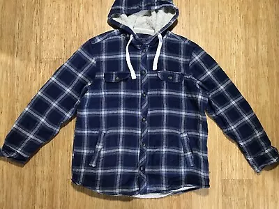 Buy F&F Sherpa Lined Hooded Shacket Shirt Mens XL • 8.99£