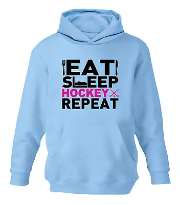 Buy Eat Sleep Hockey Repeat Hoodie Girls Childrens Sports Team Hoody Gift • 15.95£