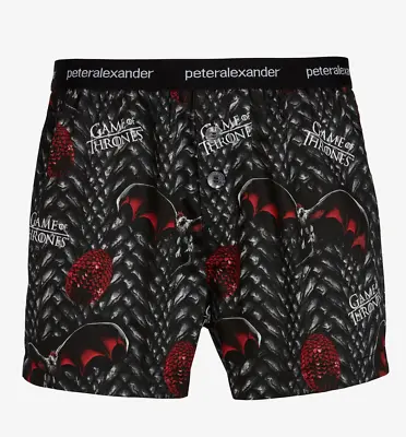 Buy Peter Alexander Men’s Game Of Thrones Black Cotton Boxer Shorts Size L • 22£