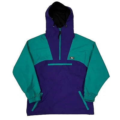 Buy Vintage Woolrich Windbreaker Jacket Purple Green Mens M Hooded Nylon Pullover • 39.99£