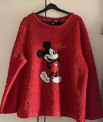 Buy Disney Mickey Mouse Red Fluffy Pyjama Top Size Large • 0.99£