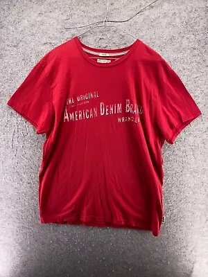Buy Wrangler T-shirt Mens 2XL Red 100% Cotton Regular Fit SS Crew Neck XXL • 10.99£