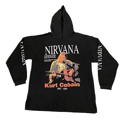 Buy Nirvana Kurt Cobain Memorial Hoodie | Vintage Grunge Rock Band Music Black VTG • 73.74£