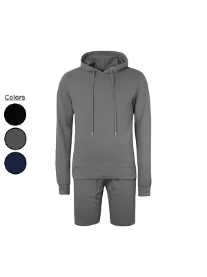 Buy Mens Cotton Pullover Hoodie With Running Shorts Men Summer Hoodie Twin Suit Set • 17.99£