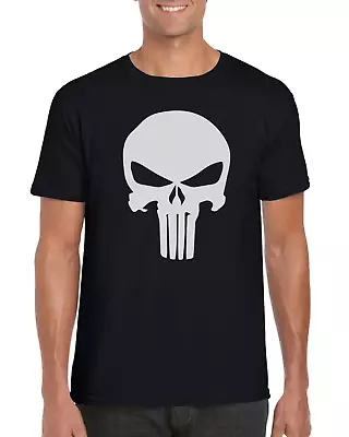 Buy T-shirt  Punisher Skull White On Black S/M/L/XL 100%cotton • 9.99£