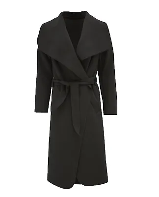 Buy New Womens Waterfall Italian Trench Coat  Drape Belted Long Cape Cardigan Jacket • 15.99£