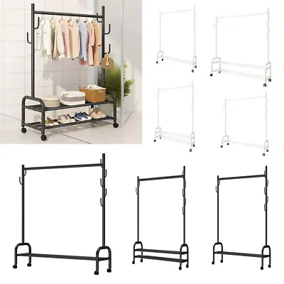 Buy Heavy Duty Clothes Rail Rack Garment Hanging Display Stand Storage Shelf Wheeled • 14.95£