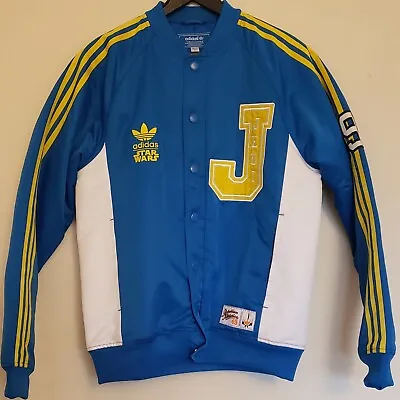 Buy New Adidas Original StarWars Jedi Varsity Coat Hoodie Blue Jacket Sweater P01676 • 129.99£