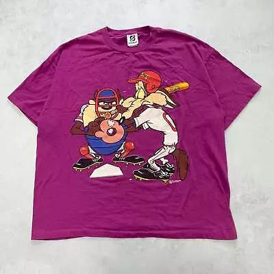Buy Vintage T Shirt Mens XXL Purple Looney Tunes Single Stitch 90s Cartoon Graphic • 40£
