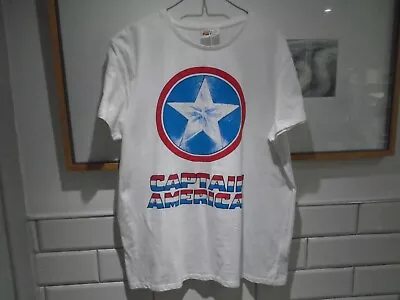 Buy CAPTAIN AMERICA T-shirt XL White Retro Cotton Marvel • 11.99£