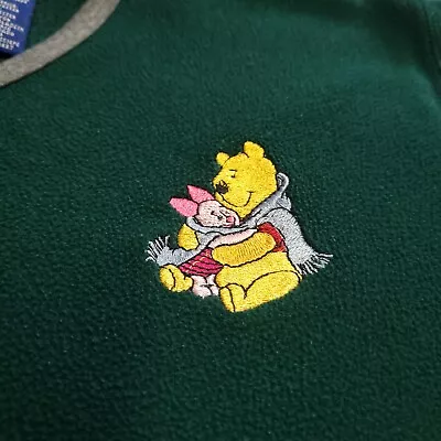 Buy Disney Winnie The Pooh Piglet Embroidered Fleece Sweater Sweatshirt Sz Large • 14.19£