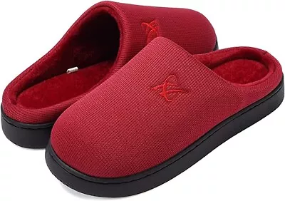 Buy Mens And Ladies Memory Foam Slippers House Shoes Indoor Wine Red Size 7  • 6.99£