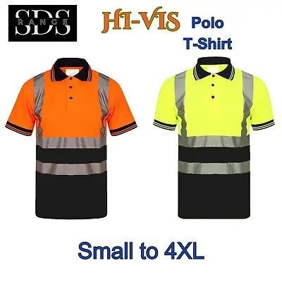 Buy Hi Vis Viz Polo T Shirt High Visibility Safety Security Work Top | Two 2 Tone • 10.80£