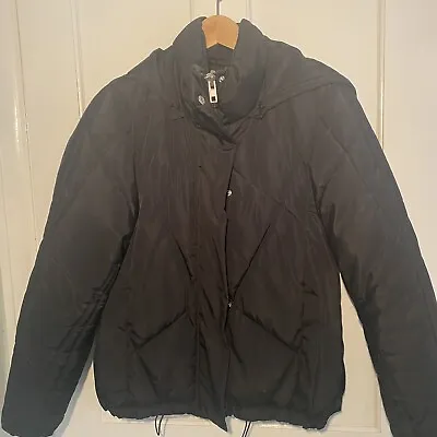 Buy Ladies ASOS Black Quilted Jacket With Detachable Hood UK 8 • 5.99£