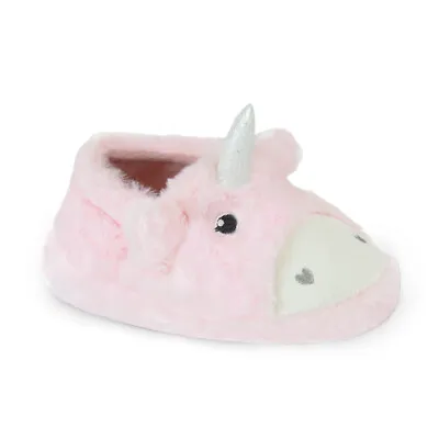 Buy Toddler Girls Baby Pink Cute Fluffy Faux Fur Unicorn Slippers In UK Sizes 9-3 • 6.95£