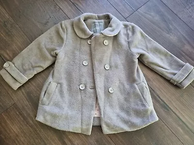 Buy Next Girl 2-3 Years Stone/Grey-Brown Teddy Fleece Double Breasted Jacket Coat • 10£