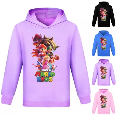Buy Super Mario Hoodies Kids Boys Girls Hooded Pullover Long-Sleeve Sweatshirt Tops • 7.79£