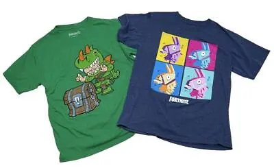 Buy FORTNITE  Boy's Size Medium Blue Green Llama Grid Rex Treasure T-shirt Lot • 8.45£