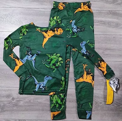 Buy Jurassic Park Pajamas Large Size 10 Green Dinosaur Snug-Fit Soft Shirt Pant Boys • 13.41£