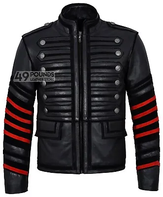 Buy BATTALION Men’s Military Style Leather Jacket Classic Studded NAPA Leather 4234 • 49£