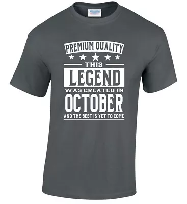 Buy Men's T-Shirt Legend Birthday October 40th 50th Gift Present March November • 10.95£