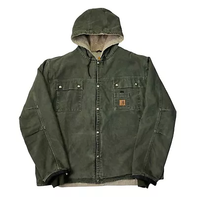 Buy Carhartt Sandstone Jacket J284 Sherpa Lined Moss Green Mens 2XL Hooded • 89.99£