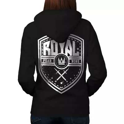 Buy Wellcoda Royal Fear Crown Slogan Womens Hoodie, None Design On The Jumpers Back • 28.99£