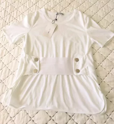 Buy Zara Cotton Corset Top With Silver Metal Button Detailing In White Size S BNWT • 11.99£