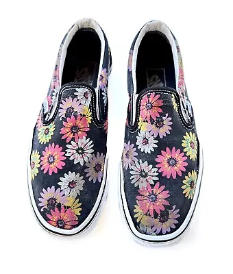 Buy Vans Classic Slip On Shoes Canvas Peace Flower Black Floral Sz W 8 M 6.5 • 24.52£