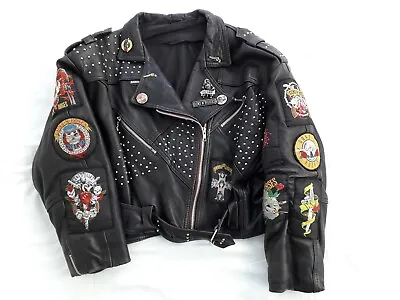 Buy Genuine Women's 1980s/ 90s Guns N Roses  Leather  Biker Style Jacket  UK Size 10 • 500£