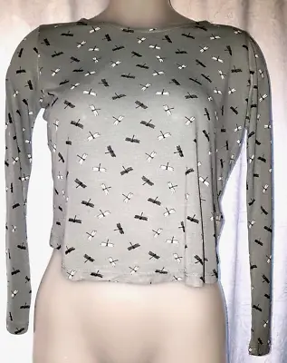 Buy NEW H & M Grey Dragonfly Long Sleeve T Shirt, Top - Size XS Small 6 • 5.80£