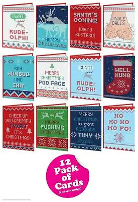 Buy Multipack 12 Funny RUDE Christmas Xmas Cards Witty Amusing Comedy Humour Joke • 12.99£